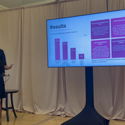 Ananta Srivastava, DO 2027, presents her research.